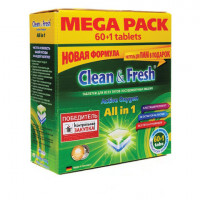 Таблетки для посудомоечных машин 60 шт. CLEAN&FRESH ALL-in-1, c одной таблеткой очистителем, УТ000000338 Таблетки для посудомоечных машин 60 шт. CLEAN&FRESH ALL-in-1, c одной таблеткой очистителем, УТ000000338