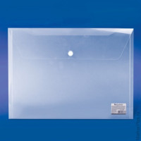 Папка-конверт с кнопкой BRAUBERG, А4, до 100 листов, прозрачная, 0,15 мм, 221638, 5 шт/в уп