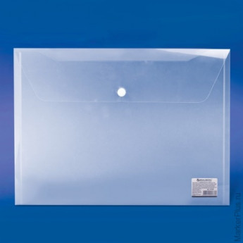 Папка-конверт с кнопкой BRAUBERG, А4, до 100 листов, прозрачная, 0,15 мм, 221638 5 шт/в уп