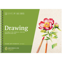Альбом для рисования 24л., А4, на гребне Greenwich Line 'Botanical. Peony', глянц. ламинация, 160 г/м2, перфорация на отрыв, 2 шт/в уп