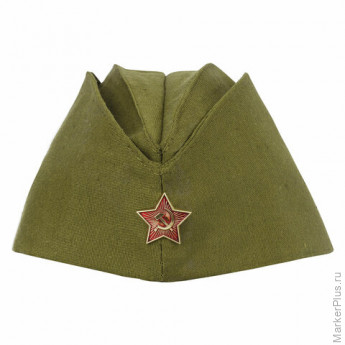Пилотка Военная однослойная, металлическая красная звезда, размер универсальный, 51-56, ПЛ-02