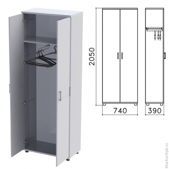 Шкаф для одежды "Монолит", 740х390х2050 мм, цвет серый, ШМ49.11