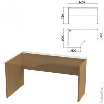 Каркас стола эргономичного "Этюд" (ш1400*г900*в750 мм), левый, дуб онтарио 160, 401671, ш/к01604