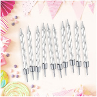 Свечи для торта с держателями MESHU "Мини", серебряные, 5,8см, 10шт., блистер, комплект 10 шт