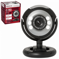 Веб-камера DEFENDER C-110, 0,3 Мп, микрофон, USB 2.0/1.1+3.5 мм jack, подсветка, регулируемое крепле