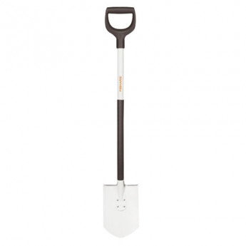 Лопата штыковая FISKARS, облегченная, D-образная ручка, высота 105 см, алюминиевый черенок, 1019605