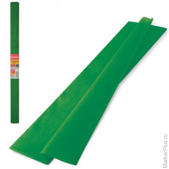 Цветная бумага крепированная BRAUBERG, плотная, растяжение до 45%, 32 г/м2, рулон, темно-зеленая, 50х250 см, 126537