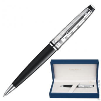 Ручка шариковая WATERMAN "Expert Deluxe CT", корпус черный, нержавеющая сталь, палладиевое покрытие 