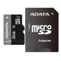 Карта памяти micro SDHC, 32 GB, A-DATA Premier, 50 Мб/сек. (class 10), с адаптером, AUSDH32GUICL10