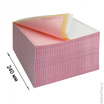 Бумага с отрывной перфорацией, самокопирующая, цветная, 240х305 (12"), 3-х слойная (600 комплектов),