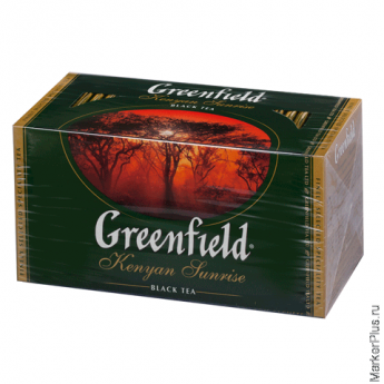 Чай GREENFIELD (Гринфилд) "Kenyan Sunrise" (Рассвет в Кении), черный, 25 пакетиков в конвертах по 1,