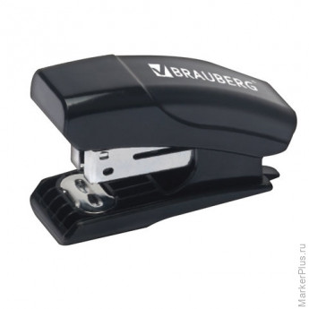 Степлер №24/6, 26/6 МИНИ BRAUBERG "Black Jack", до 18 листов, антистеплер, черный, 227762
