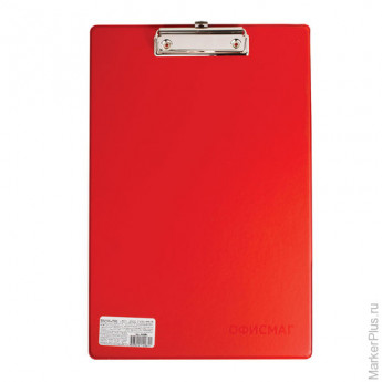 Доска-планшет ОФИСМАГ с верхним прижимом, А4, 23х35 см, картон/ПВХ, красная, 225991