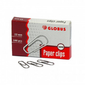 Скрепки Globus металлические без покрытия 22 мм 100 шт. в упаковке, 3 шт/в уп