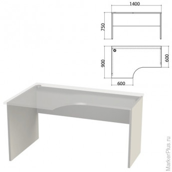 Каркас стола эргономичного 'Этюд' (ш1400*г900*в750 мм), левый, серый 03, 401671, ш/к01567