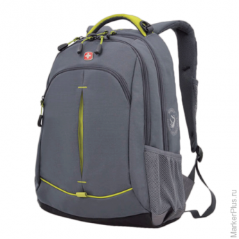 Рюкзак WENGER для старшеклассников/студентов, универсальный, серый, желтые вставки, 22 литра, 32х15х