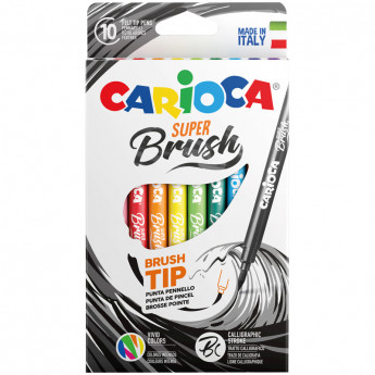 Фломастеры с кистевым пишущим узлом Carioca 'Super Brush', 10цв., смываемые, картон, европодвес