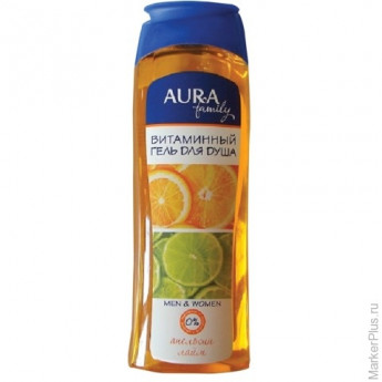 Гель для душа 260 мл, AURA, витаминный, очищает и увлажняет кожу, "Экстракт апельсина и лайма", 6424