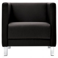 Кресло мягкое "М-01", 715х700х670 мм, c подлокотниками, экокожа, черное
