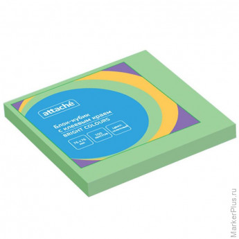 Стикеры ATTACHE Bright colours с клеев.краем 76х76 салатовый 100л Стикеры ATTACHE Bright colours с клеев.краем 76х76 салатовый 100л