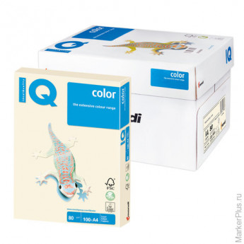 Бумага IQ (АйКью) color, А4, 80 г/м2, 100 л., пастель кремовая, CR20