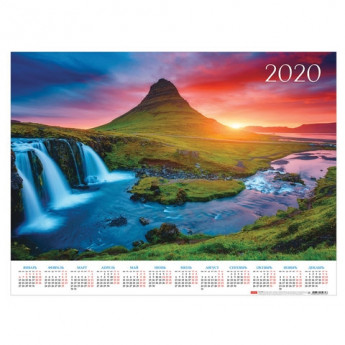 Календарь А2 2020г, 45х60см, горизонтальный, Закат в горах, HATBER, Кл2_20727