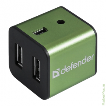 Хаб DEFENDER QUADRO IRON, USB 2.0, 4 порта, алюминиевый корпус, порт для питания, 83506