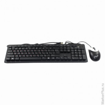 Набор проводной GENIUS SlimStar C115, USB, клавиатура, мышь 2 кнопки +1 колесо-кнопка, черный, 31330212100