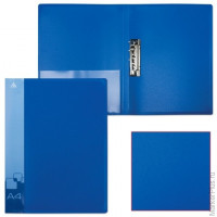 Папка с боковым металлическим прижимом и внутренним карманом БЮРОКРАТ, синяя, до 100 листов, 0,7 мм, PZ07Cblue