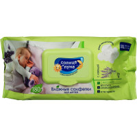 Салфетки влажные СОЛНЦЕ И ЛУНА big-pack детск.0+ с отваром лаванд 180шт/уп, комплект 180 шт