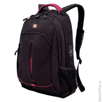 Рюкзак WENGER для старшеклассников/студентов, универсальный, черный, розовые вставки, 22 литра, 32х1