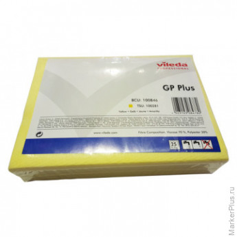 Салфетка хозяйственная Vileda ДжиПи Плюс, желтая 25шт/уп 100846, комплект 25 шт