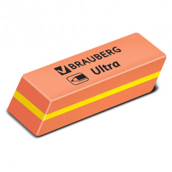 Ластик BRAUBERG 'Ultra', 41х14х8 мм, оранжевый, натуральный каучук, 228705
