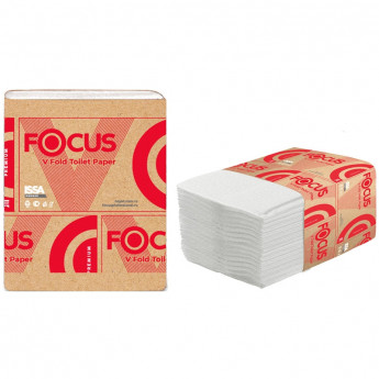 Бумага туалетная листовая Focus Premium(V-сл) 2-слойная, 250 лист/пач, 23*10,8 см, белая, 30 шт/в уп
