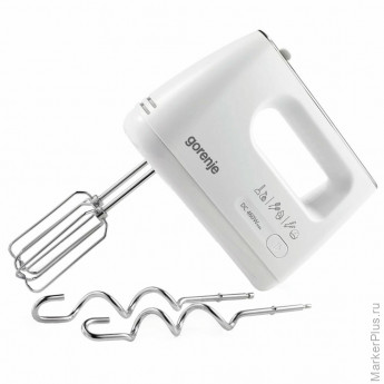 Миксер GORENJE M460CDC, 400 Вт, 5 скоростей, 2 венчика, 2 крюка для теста, белый, 7356