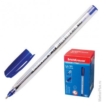 Ручка шариковая масляная ERICH KRAUSE "Ultra Glide U-11", трехгранная, корпус прозрачный, 0,5 мм, синяя, 37052