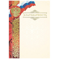 Благодарность А4, BG, мелованный картон, конгрев, тиснение фольгой Благодарность А4, BG, мелованный картон, конгрев, тиснение фольгой