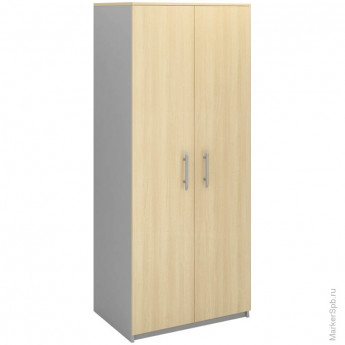 Шкаф для одежды двухдверный с горизонтальной штангой МФ Виско Импакт/Берёза-серый, 820*580*2030