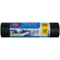 Мешки для мусора 120л OfficeClean ПНД, 67*102см, 11мкм, 10шт, черные, в рулоне, комплект 10 шт