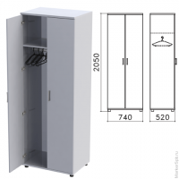 Шкаф для одежды 'Монолит', 740х520х2050 мм, цвет серый, ШМ50.11