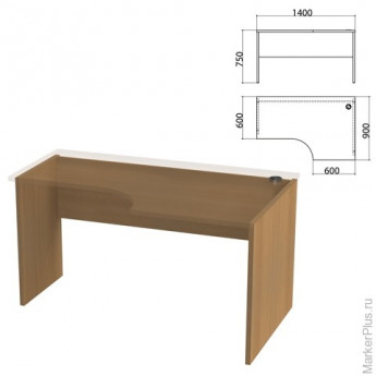 Каркас стола эргономичного "Этюд" (ш1400*г900*в750 мм), правый, дуб онтарио 160, 401669, ш/к01505