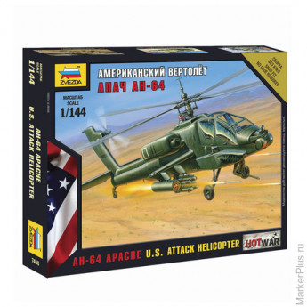 Модель для склеивания ВЕРТОЛЕТ "Ударный американский AH-64 "Апач", масштаб 1:72, ЗВЕЗДА, 7408