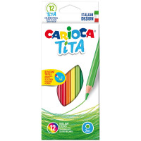 Карандаши пластиковые Carioca "Tita", 12цв., заточен., картон, европодвес, 4 шт/в уп