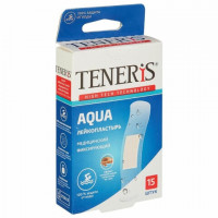Набор пластырей 15 шт TENERIS AQUA, водонепроницаемый, полимерная основа, ш/к 71207, 0208-004