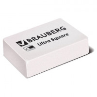 Ластик BRAUBERG "Ultra Square", 26х18х8 мм, белый, натуральный каучук, 228707