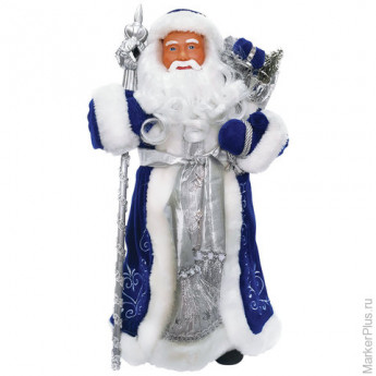 Дед Мороз декоративный, пластик/ткань, высота 30 см, в синей шубе, 75905