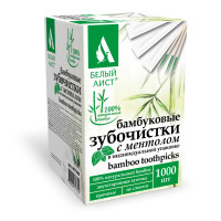 Зубочистки с ментолом бамбуковые 1000 шт. в индивидуальной упаковке, БЕЛЫЙ АИСТ, 607569, 85