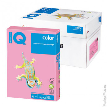 Бумага IQ (АйКью) color, А4, 80 г/м2, 100 л., пастель розовый фламинго, OPI74