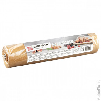 Бумага для выпечки OfficeClean, бежевая, 38см*100м, 40г/м2, в рулоне, в пленке, без силиконового покрытия