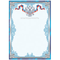 Благодарность А4, BG, мелованный картон, тиснение фольгой, синяя Благодарность А4, BG, мелованный картон, тиснение фольгой, синяя